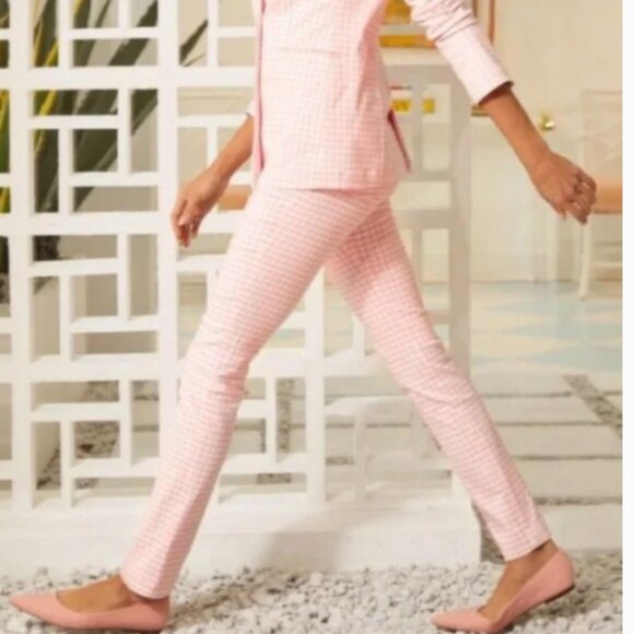 J Mclaughlin Womens Pull On Pants Size 8 "Masie" Preppy Pastel Stretch Gingham - Picture 1 of 10